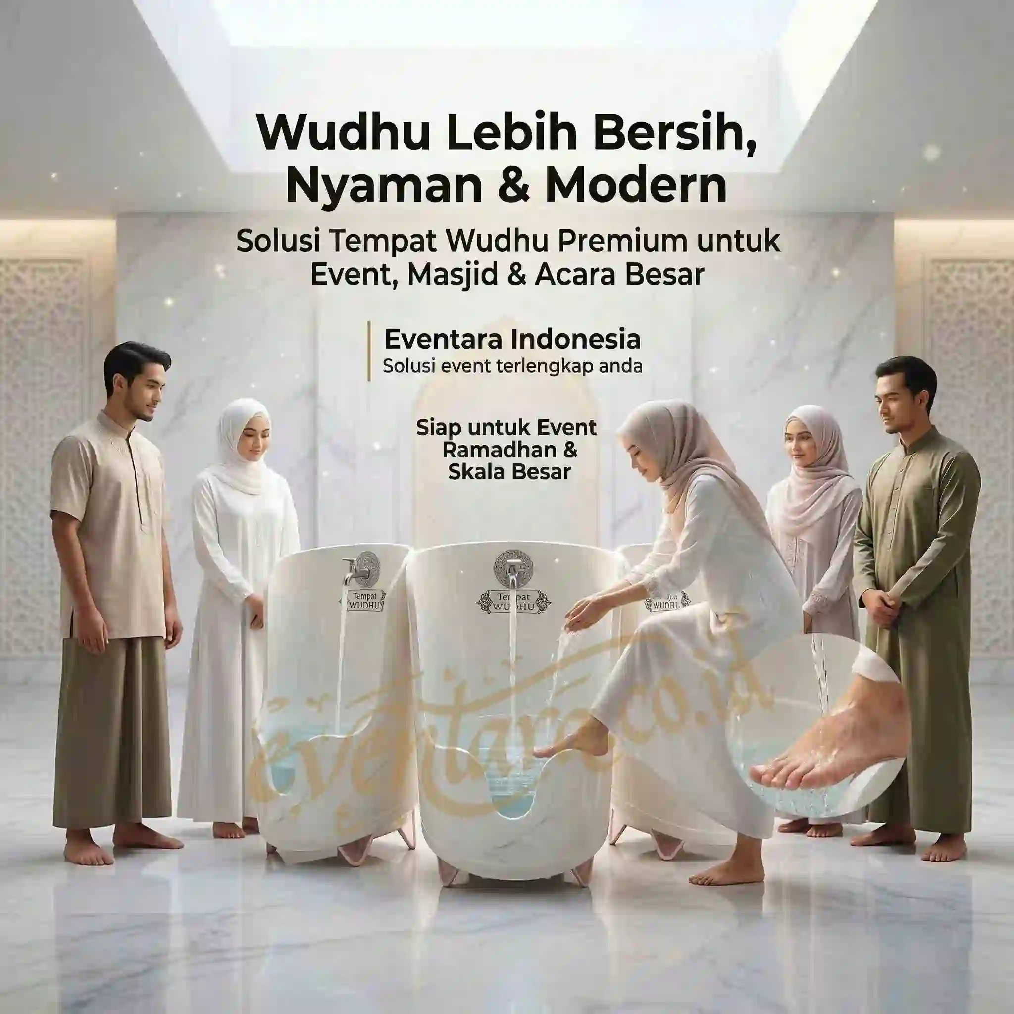 Sewa tempat wudhu portable premium untuk event wedding dan acara keagamaan