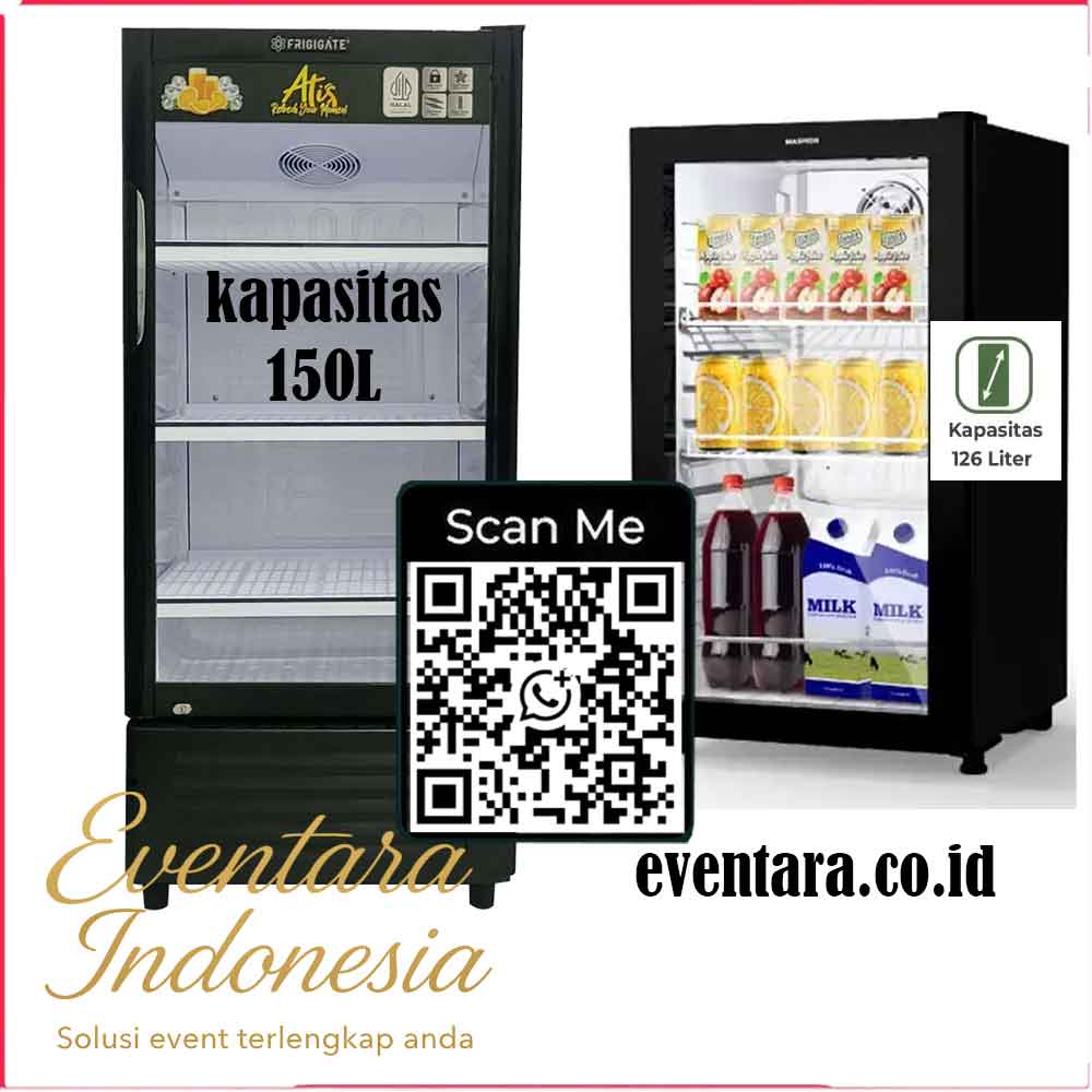 Showcase Mini 2 Pintu kapasitas 120-150 liter untuk sewa event booth bazar kuliner
