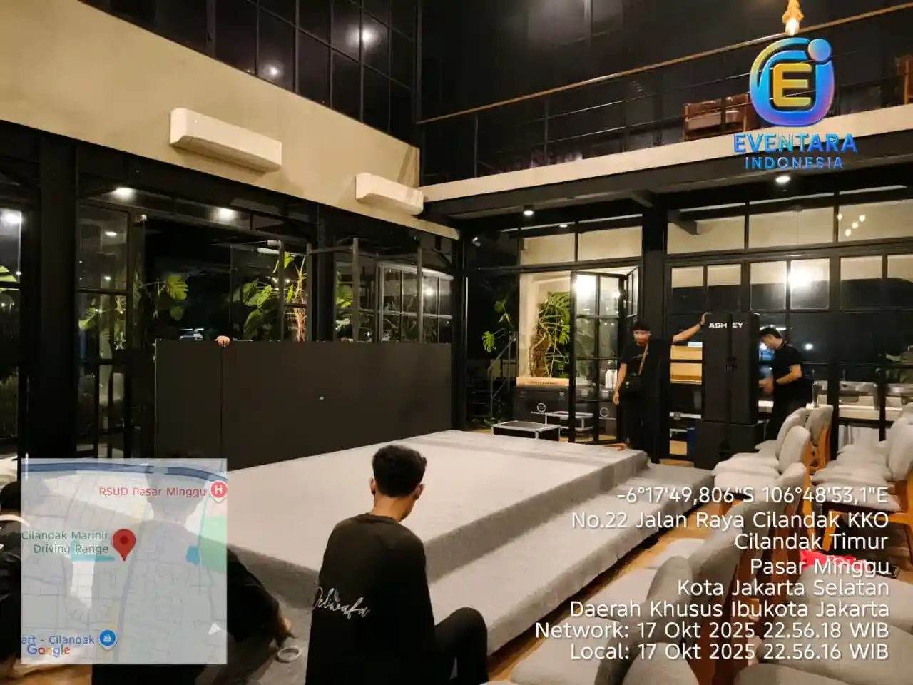 Pemasangan videotron LED screen dan panggung event