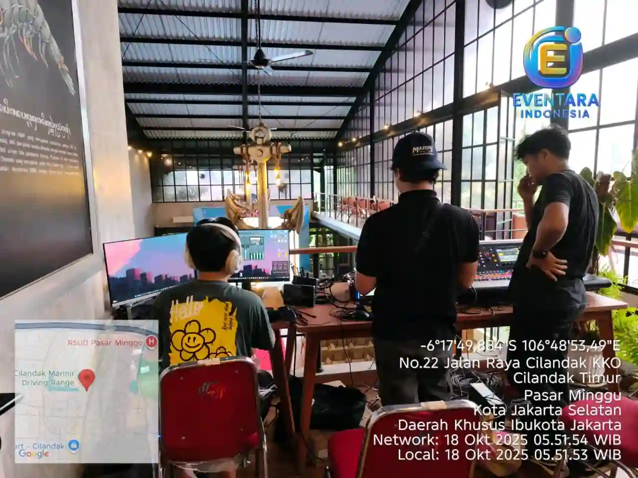 Setup sound system videotron dan live streaming Eventara Indonesia